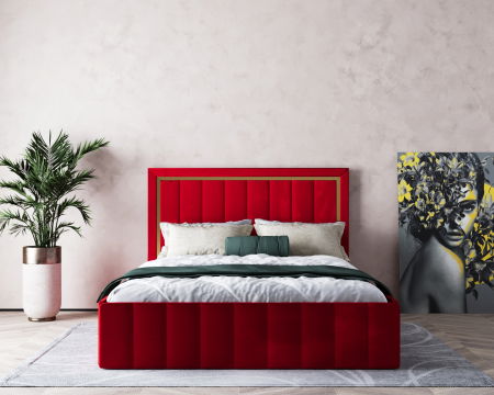 Pat  Elegance Tapițat  Rosu 140x200 [0]