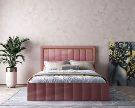 Paturi Tapitate - Pat Elegance Tapitat Roz 160x200