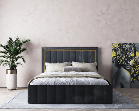 Pat  Elegance Tapițat Gri  140x200 [4]