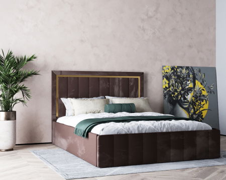 Pat  Elegance Tapițat Maro 140x200 [1]