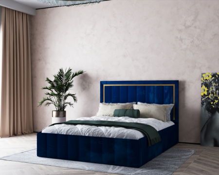 Pat  Elegance Tapițat  Albastru  140x200 [1]