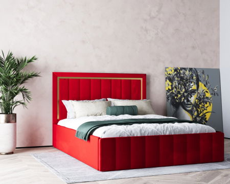 Pat  Elegance Tapițat  Rosu 140x200 [5]