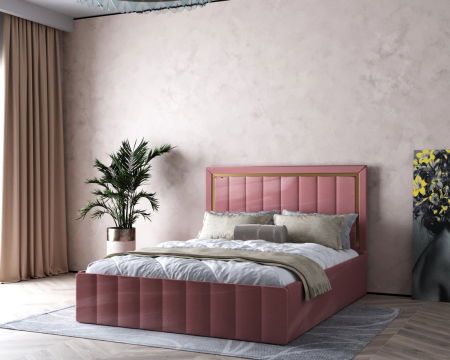 Pat  Elegance Tapițat Roz  140x200 [7]