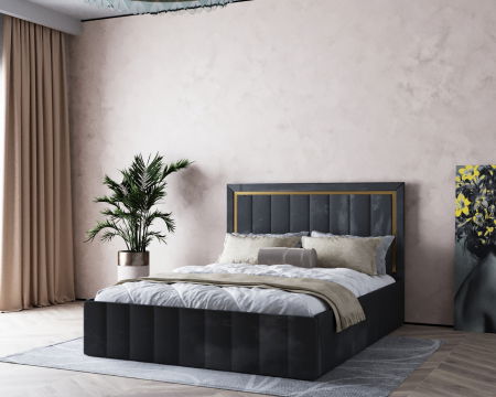 Pat  Elegance Tapițat Gri  140x200 [1]