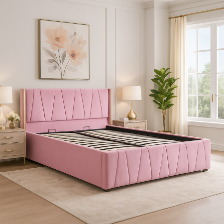 Paturi Tapitate - Pat Eva Tapitat cu Somiera rabatabila