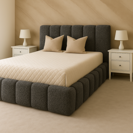 Pat tapitat AURORA , Saltea inclusa, Calitate Superioara   ✔