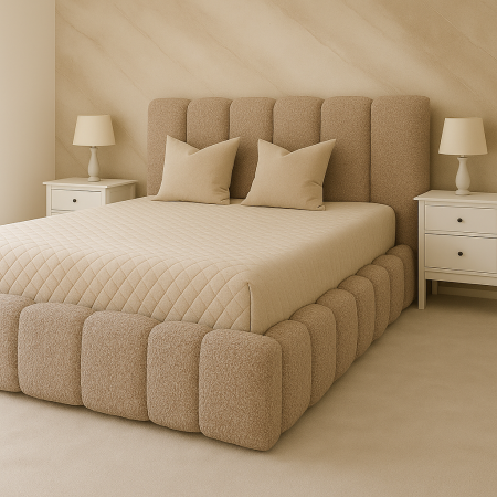 Pat tapitat AURORA , Saltea inclusa, Calitate Superioara   ✔