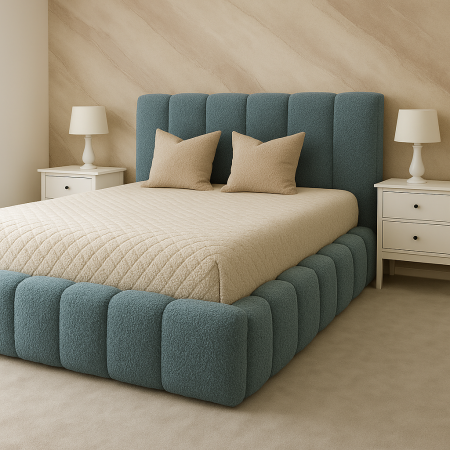 Pat tapitat AURORA , Saltea inclusa, Calitate Superioara   ✔