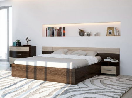 Seturi Pat - Set Dormitor Lesi Sonoma&wenge