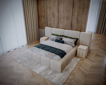 SET Pat ROYAL  cu 2 noptiere tapitate, Saltea inclusa, calitate superioara ✔ [3]