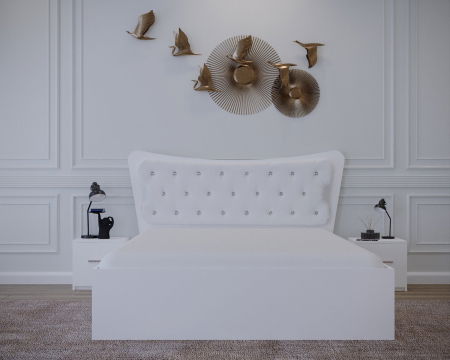 Set Pat Vista Tapitat Alb cu Noptiere [4]