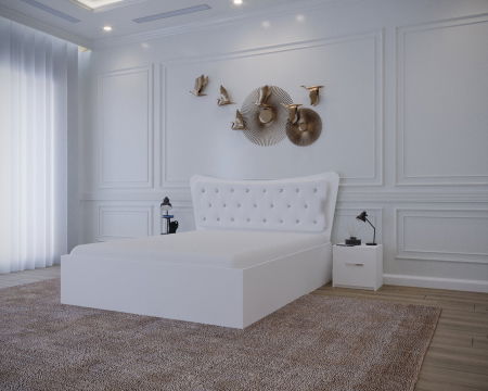 Set Pat Vista Tapitat Alb cu Noptiere [5]