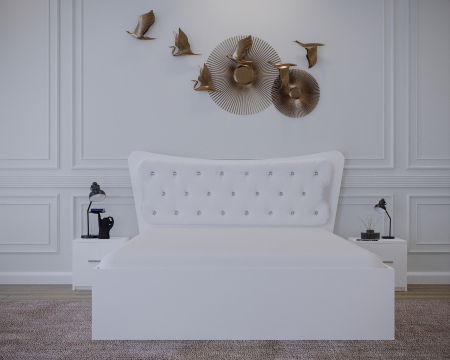 Set Pat Vista Tapitat Alb cu Noptiere [1]