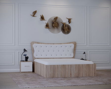 Set Pat Vista Tapitat Sonoma&Alb cu Noptiere [4]