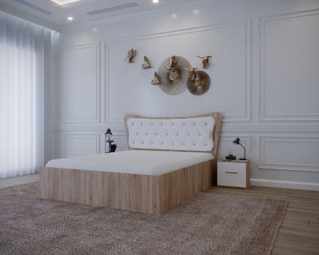 Set Pat Vista Tapitat Sonoma&Alb cu Noptiere [5]