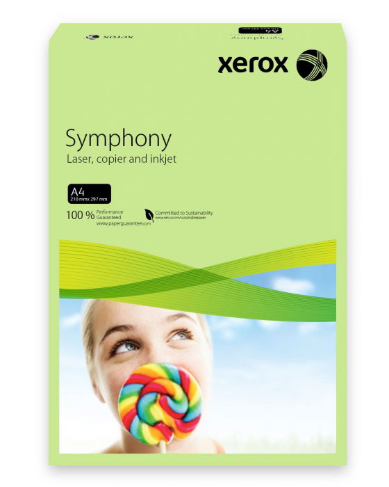 Carton color A4 160g/mp 250coli/top verde pal Xerox Symphony [1]