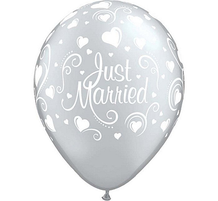 GOD BALON LATEX JUST MARRIED AND HEARTS 28CM 6/SET 19136 [1]