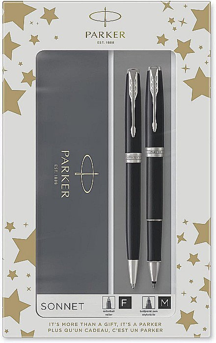 PARKER SET SONNET DUO ROLLER + PIX CT, BLACK AND SILVER 160398 [2]