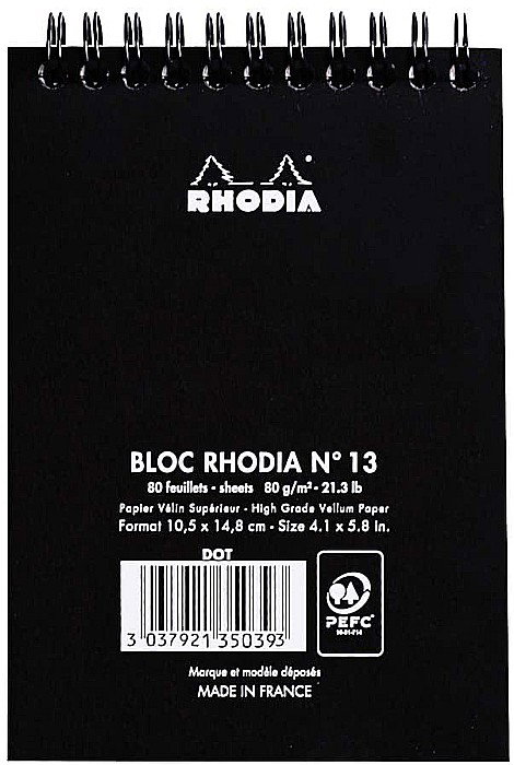BLOC NOTES A6 SPIRA 80F DOT PAD BLACK RHODIA 135039C [3]