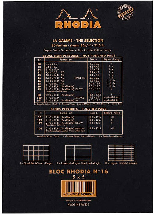 RH BLOC NOTES A5 80F N16 AR BLACK RHODIA 162009C [3]