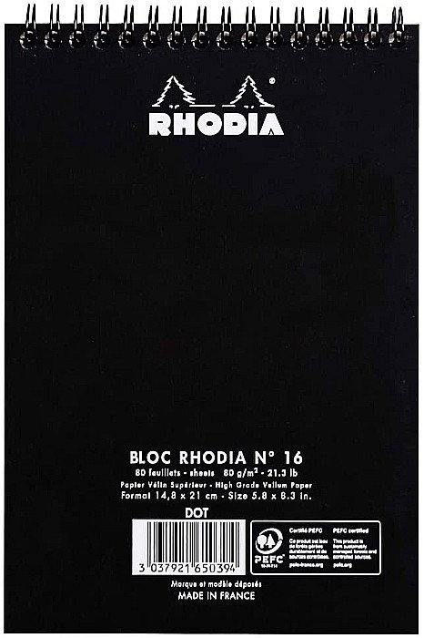 RH BLOC NOTES A5 SPIRA 80F DOTS BLACK RHODIA 165039C [3]