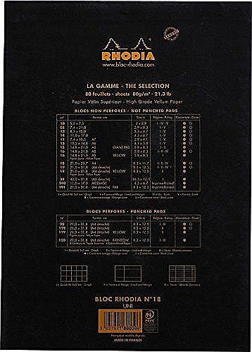 RH BLOC NOTES A4 80F N18 VELIN BLACK RHODIA 180009C [3]