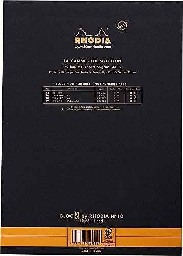 RH BLOC NOTES A4 80F N18 DR BLACK RHODIA 182012C [3]