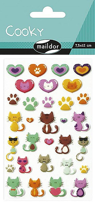 CF STICKER 3D COOKY 7.5*12CM MAILDOR PISICI SI INIMI 560500C [1]