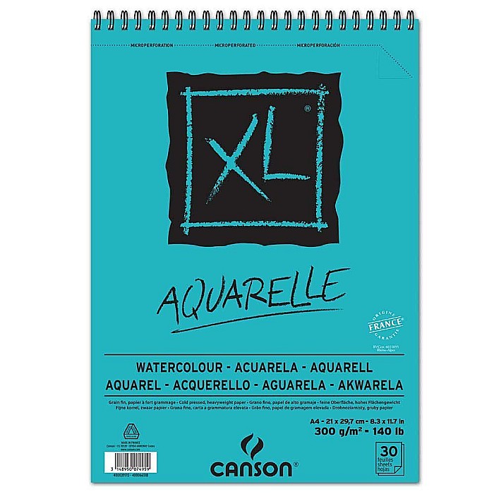PR BLOC DESEN CANSON AQUARELLE XL A4 SPIRA 30 FILE 300GR/M2 400039170 [1]