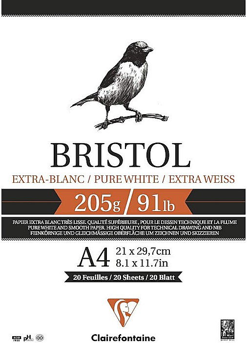 CF BLOC SCHITE BRISTOL A4 20F 205GR CLAIREFONTAINE 96173C [1]