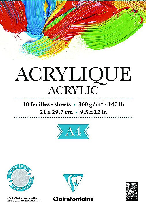 CF BLOC ACRYLIQUE A4 10F 360GR/m2 CLAIREFONTAINE 96308C [4]