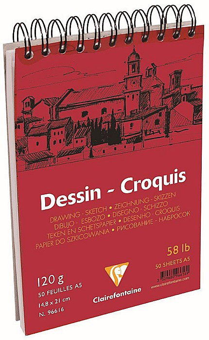 CF BLOC DESEN A5 50F 125GR SPIRA CLAIREFONTAINE DESSIN CROQUIS 96616C [2]