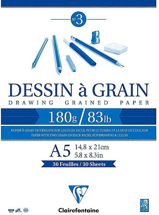 CF BLOC DESEN A5 30F 180GR/m2 CLAIREFONTAINE DESSIN A GRAIN 96626C [1]