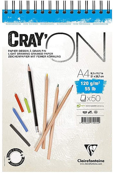 CF BLOC DESEN A4 CRAY'ON 50F 120GR SPIRA CLAIREFONTAINE 975024C [1]