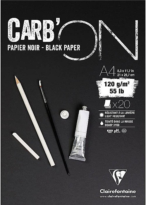 CF BLOC DESEN A4 CARBON 20F 120GR/m2 HARTIE NEAGRA Carb'ON CLAIREFONTAINE 975039C [1]