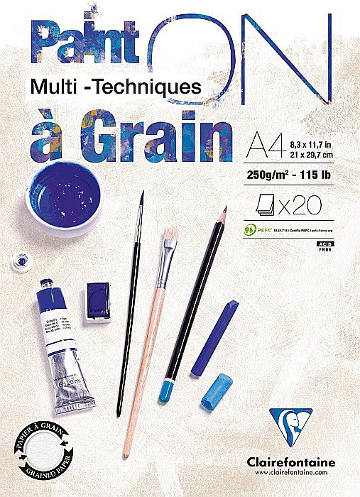 CF BLOC DESEN A4 PAINT'ON 20F 250GR/m2 CLAIREFONTAINE MULTI-TECHNIQUE 975049C [1]
