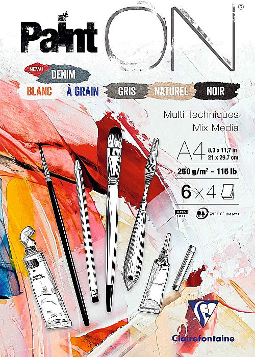 CF BLOC DESEN A4 PAINT'ON 24F 250GR/m2 DENIM CLAIREFONTAINE MULTI-TECHNIQUE 975410C [1]
