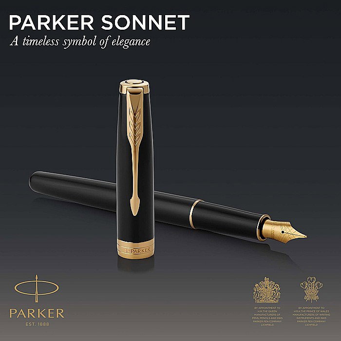 PARKER STILOU SONNET ROYAL BLACK LACQUER GT F 160352 [2]