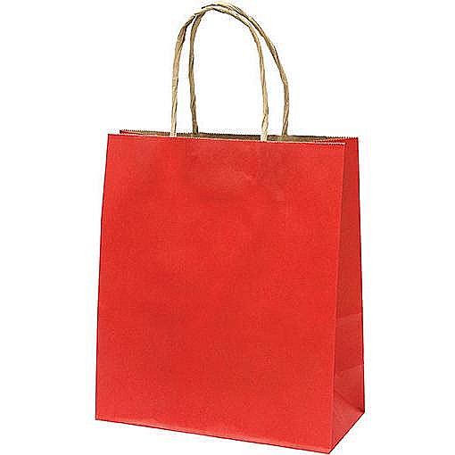 SACOSA ROSIE 22*25*10CM, DE HARTIE KRAFT GROASA 220GR/M2, CU MANER RASUCIT REZISTENT, 71310 [1]