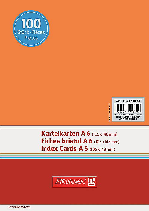BR INDEX CARD A6 100/SET PORTOCALIU VE 2260040 [1]