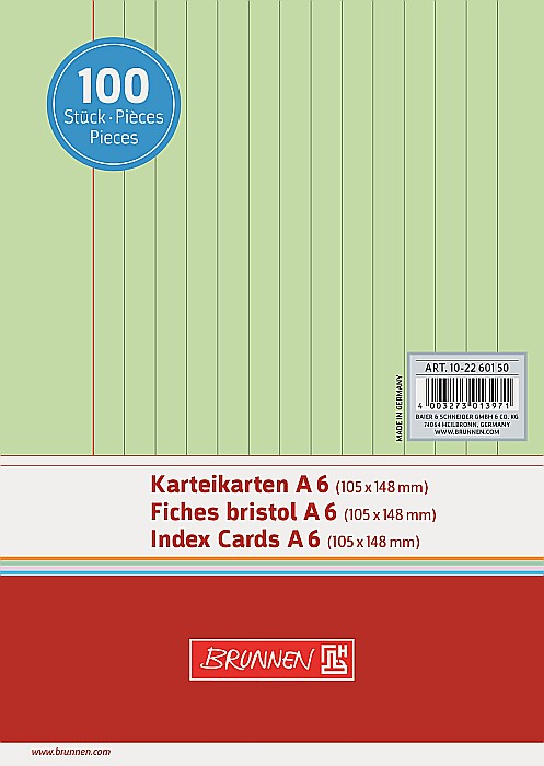 BR INDEX CARD A6 100/SET VERDE DR 2260150 [1]