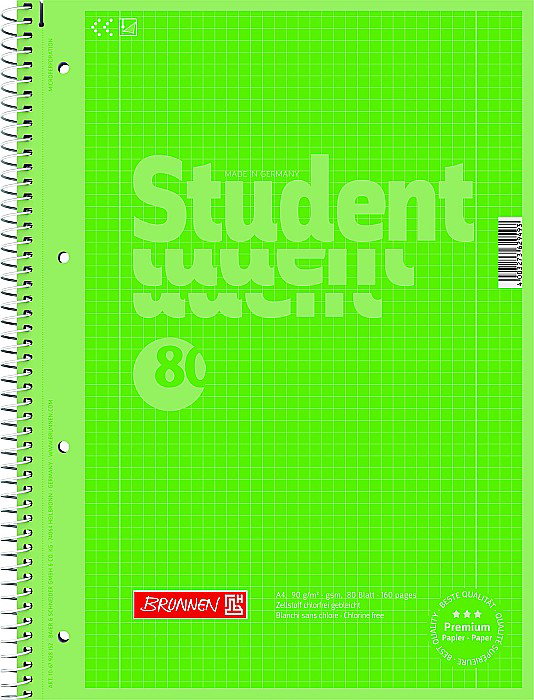 CAIET A4 80F SPIRA SI PERFORATII  VERDE KIWI COLOR CODE PATRATELE 67928152 [1]