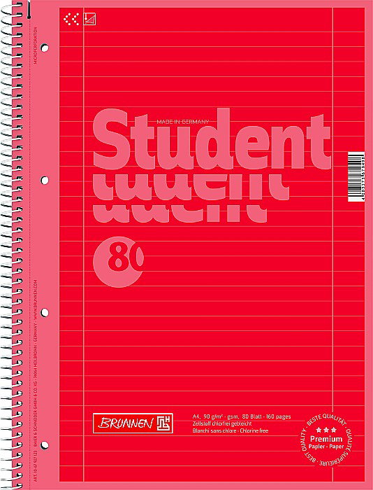 BR CAIET A4 80F SPIRA SI PERFORATII  ROSU COLOR CODE  LINII 67927123 [1]