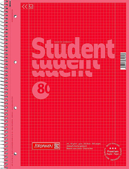 CAIET A4 80F SPIRA SI PERFORATII ROSU COLOR CODE PATRATELE 67928123 [1]