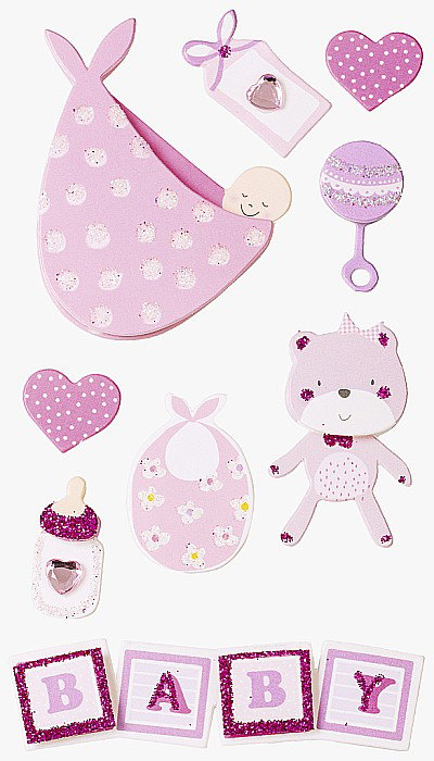KP STICKER DECOR 7.5*16.5CM BABY GIRL II 9 PCS 3780630 [1]