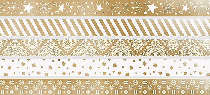 KP MINI BANDA AUTOADEZIVA DECOR CU DISPENSER 12MM*3M 5/SET MOTIV CRACIUN AURIU 3584580 [2]