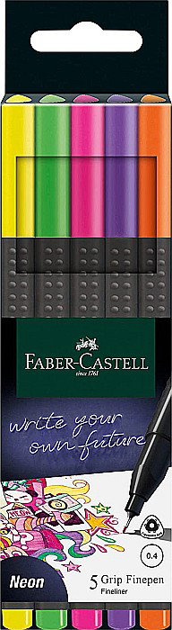 LEC FINELINER FABER-CASTELL GRIP 0.4 MM 5/SET FC151603 NEON [1]