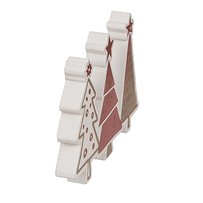 BLU DECORATIUNE CRACIUN BRADUTI LEMN 15*2*10CM ALB-ROSU 960435 [4]