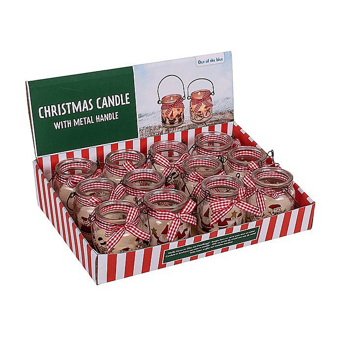 BLU SUPORT LUMANARE DIN STICLA 6*6.5CM CU MANER METALIC, COUNTRY CHRISTMAS 945044 [6]