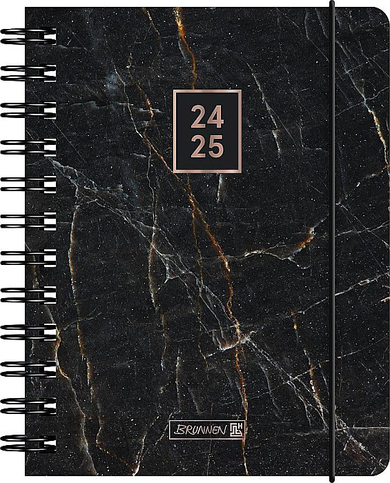 BR AGENDA SCOLARA SPIRA A6 PP DATATA ZILNIC 2024-2025 CU ELASTIC BLACK MARBLE 71755085/71855085 [1]